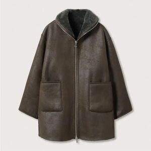 MANGO Reversible Faux Shearling Coat size S